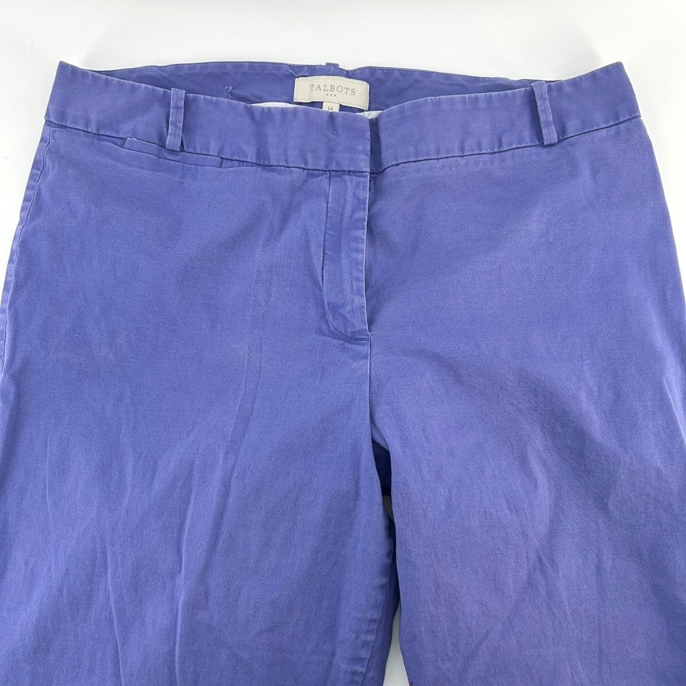 Talbots Womens Chino Crop Pants Size 14 Purple Stretch Cotton Twill Trousers